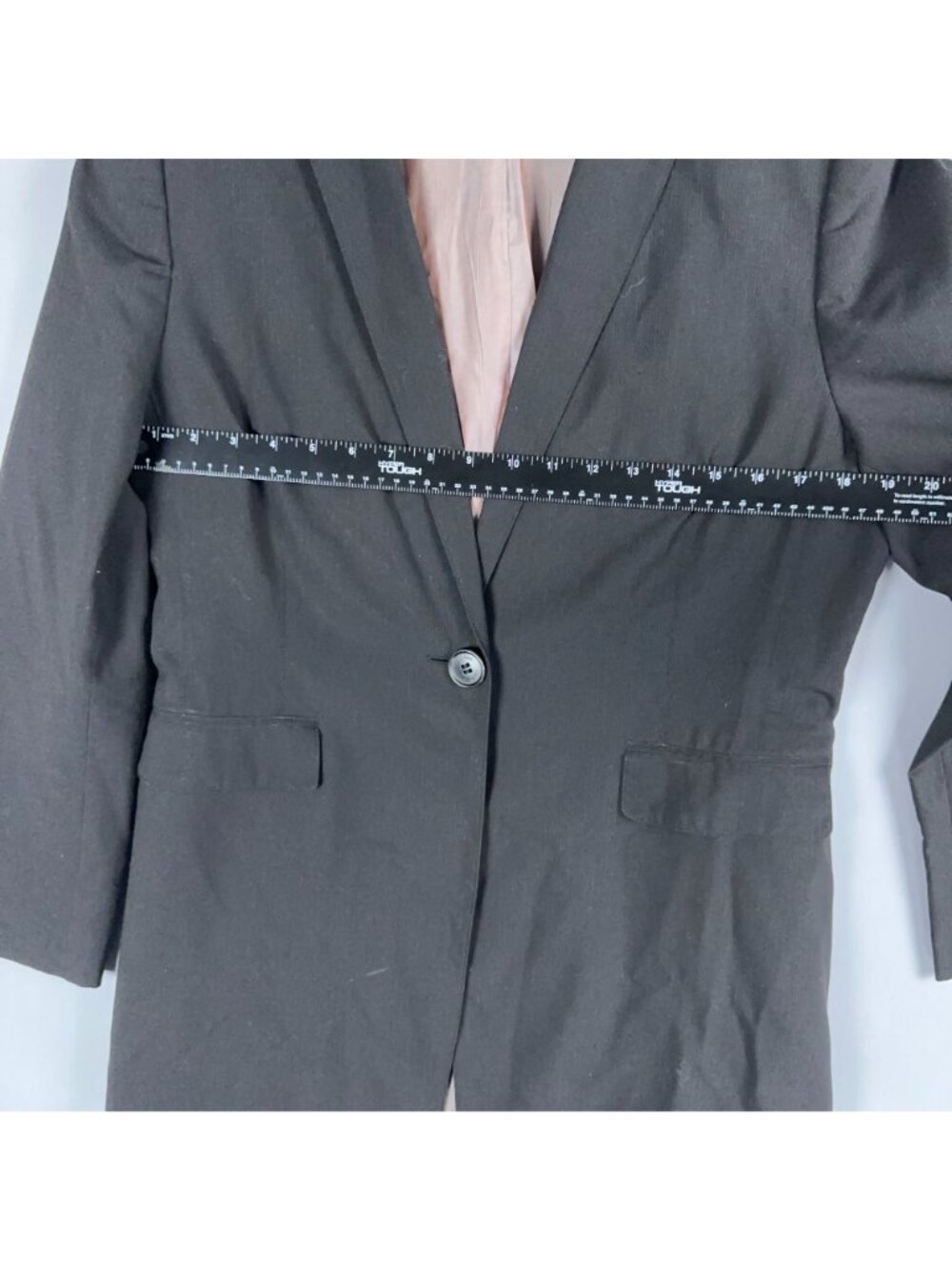 Calvin Klein Blazer Jacket Size 12 Black Single Breasted Wool Blend Notch Lapel - Picture 10 of 14